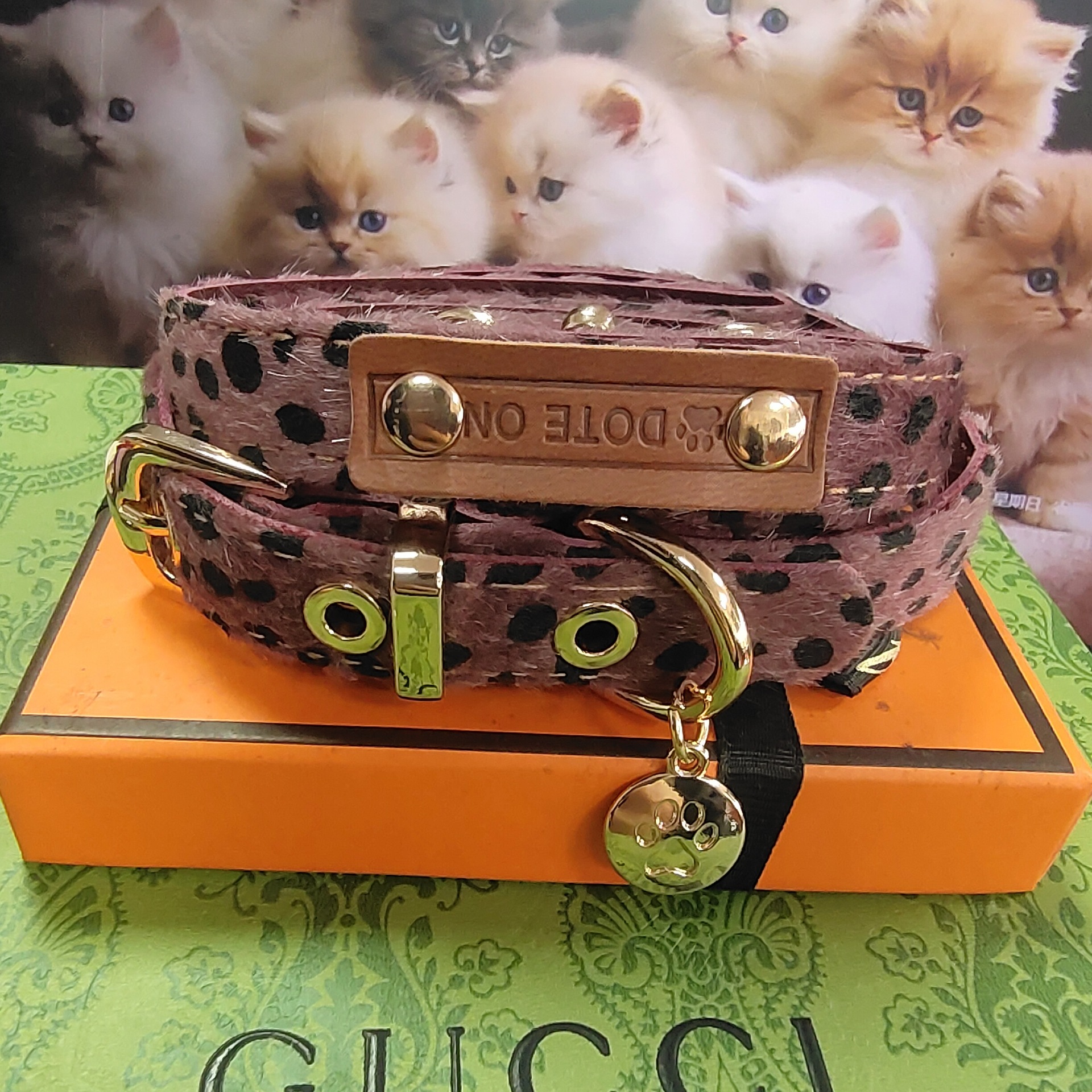 150g Weight British Style Mohair Leopard Pet Collar