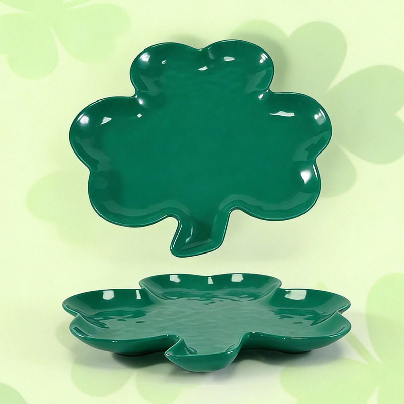 Melamine Appetizer Plate Christmas Irish St. Patrick's Day Party Melamine Clover Salad Plate