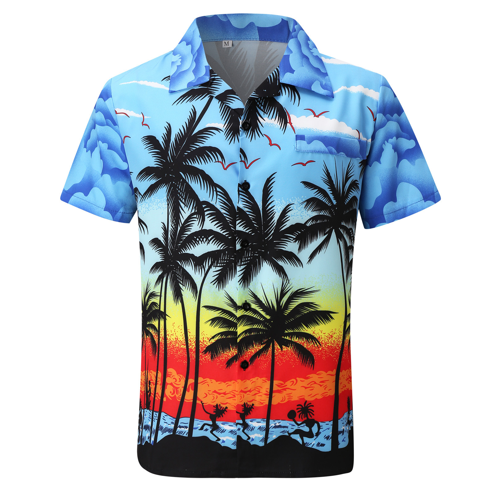 Camisas hawaianas para hombre con estampado 3D de playa, informales, de manga corta, de Amazon, Europa y América, 2024