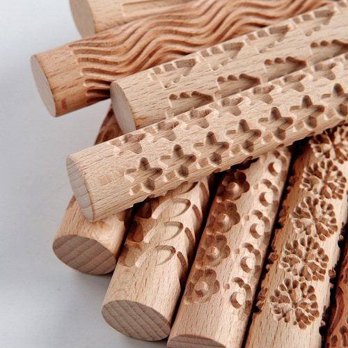 Pottery tools school children's pottery clay handmade wooden texture mud rolling embossed stick pattern rolling mud stick mud board wooden stick