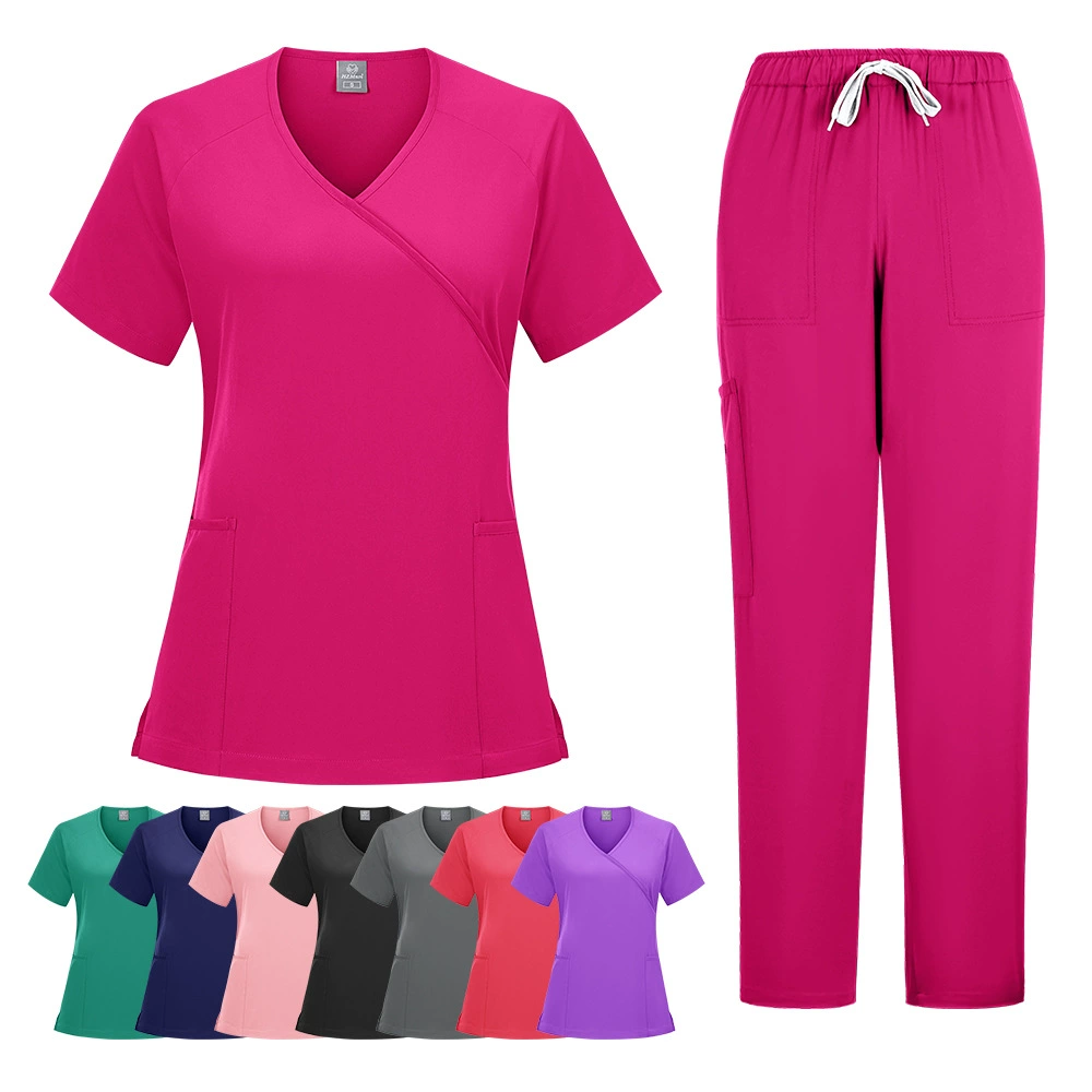 Одежда для мытья рук врача Amazon для внешней торговли, медицинская рабочая одежда, тонкая хирургическая одежда для операционной с короткими рукавами, дропшиппинг