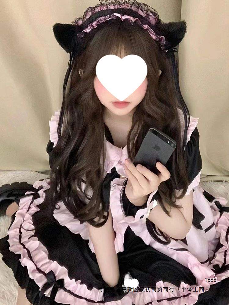 少女猫咪女仆装可爱重工黑粉大蝴蝶拖尾日常Lolita洛丽塔连衣裙