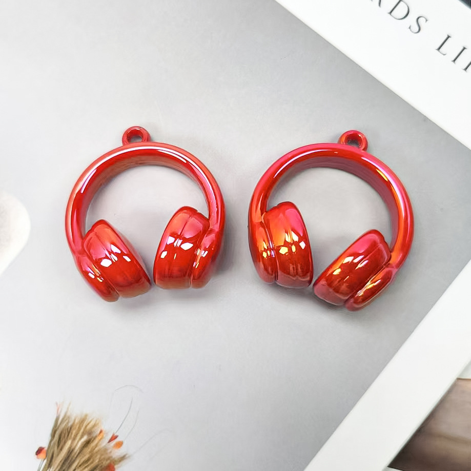 アクリルペイント 2 色グラデーションヘッドフォンビーズぶら下げ穴ビーズ diy 携帯電話チェーンペンダントネックレス素材ジュエリーアクセサリー