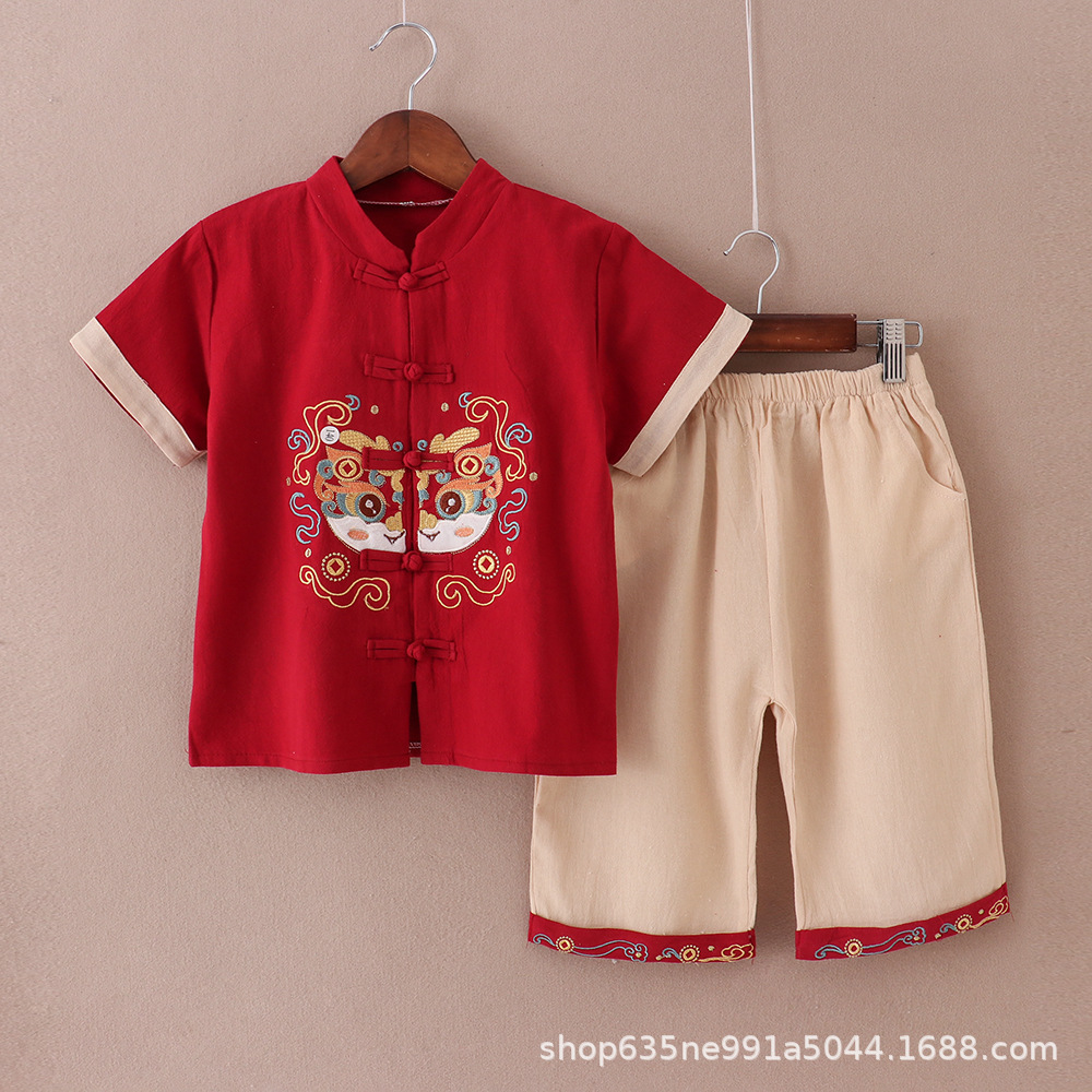 Boys' Tang Suit suit Hanfu Summer Thin Children's Chinese Style Two-Piece Baby's Summer Suit Ancient Suit Children's Clothing Trendy