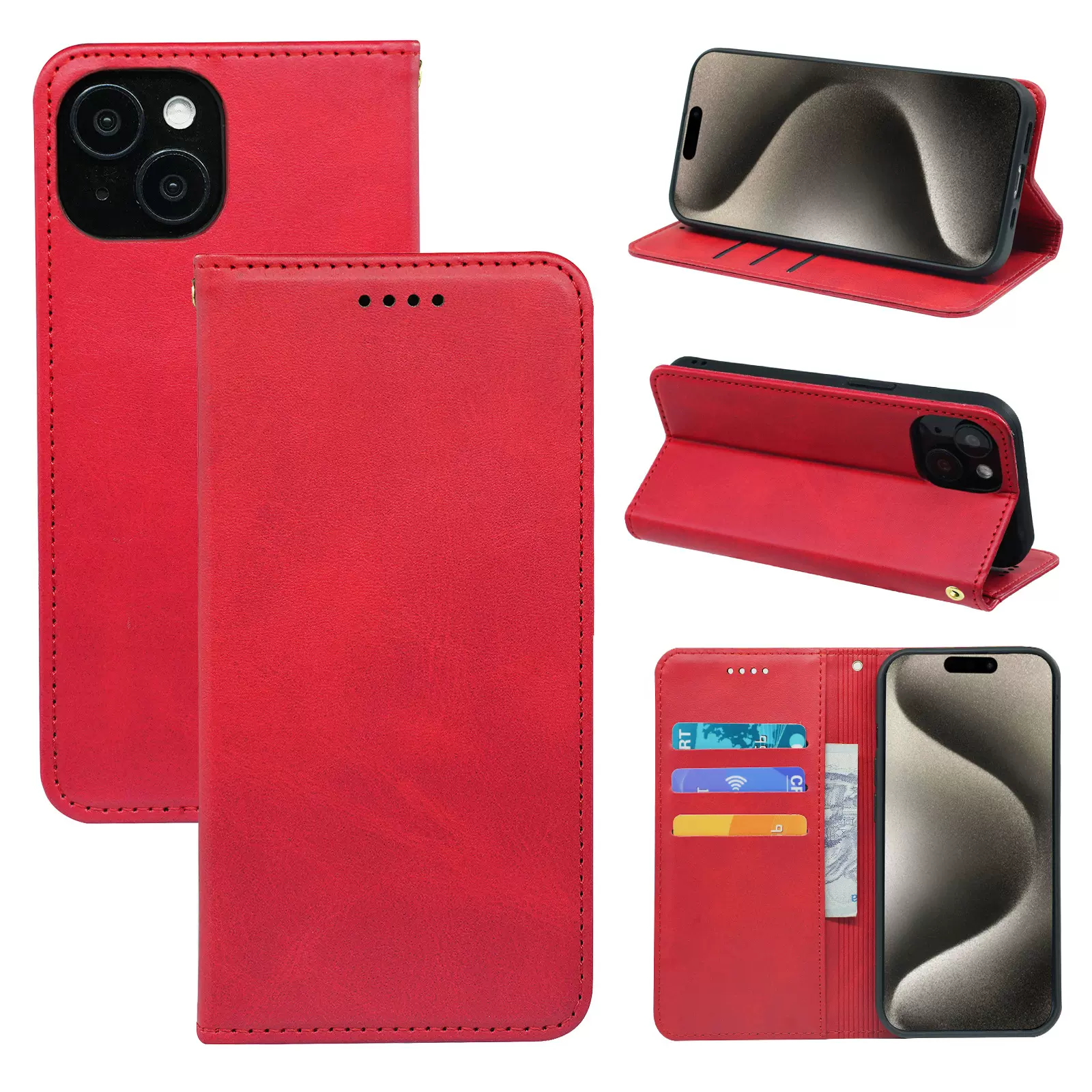 适用红米 Redmi A1 4G/Redmi A2 4G小牛皮纯色强磁翻盖手机皮套