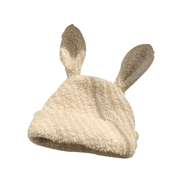 Lamb Wool Rabbit Ears Hat Women's Autumn and Winter 2021 New Warm Internet Celebrity Korean Version Cute Stuffed Pullover Hat