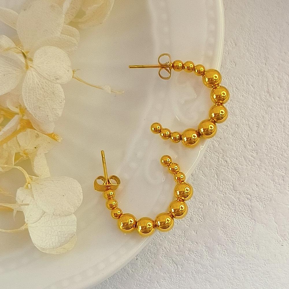 Ear Studs Classification 1 Pair Simple Style C Shape Plating Stainless Steel 18k Gold Plated Ear Studs