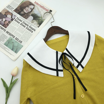 Selling Simplicity Shawl Black gold Color matching student lovely style Japan and South Korea style In the factory False collar stripe Stand on another