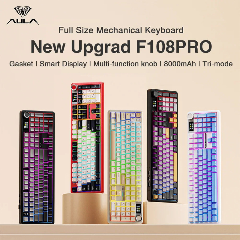 Wolf Spider F108Pro Mechanical Keyboard. Wired Customized Gaming E-Sports Three-Mode Bluetooth Wireless Rgb 108-Key Keyboard