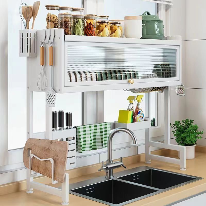 Kitchen Sink Rack Dishwashing Sink Dustproof Bowl Countertop Storage Multi-Functional Storage Drain Rack