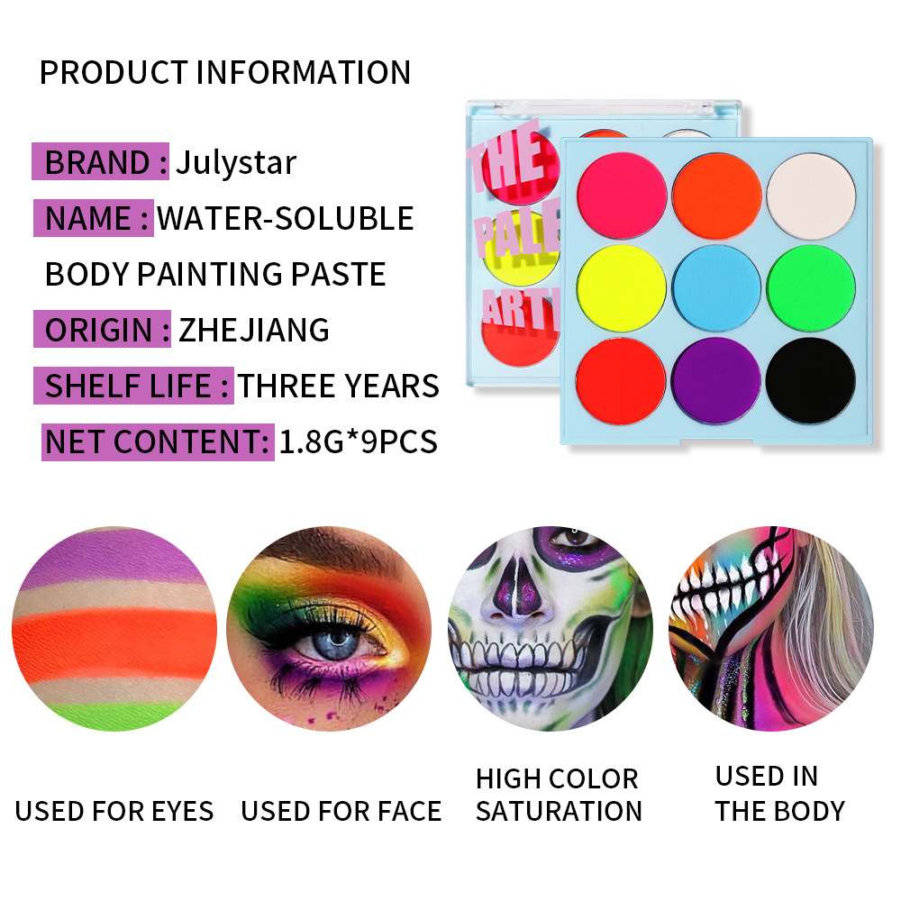 Cross-border European and American stage makeup water-soluble color UV eyeliner plate, luminous eyeliner, quick-drying and non-smudging body painting cream Application Scenario
