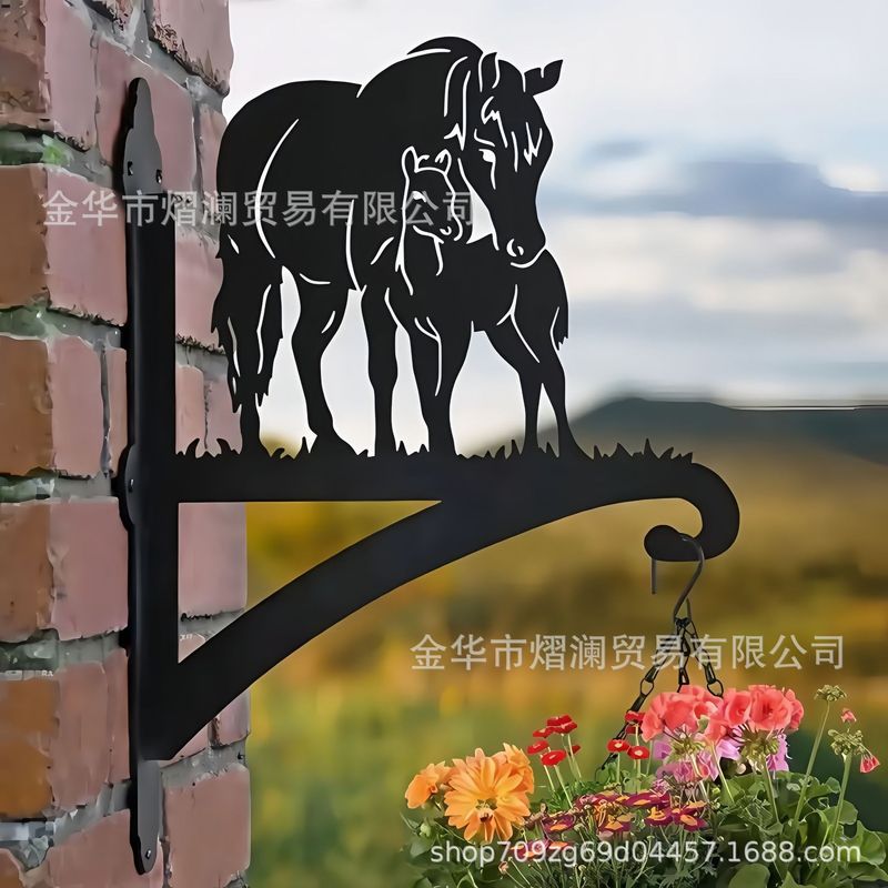 国境を越えた売れ筋の屋外中庭ハンガーフック植木鉢バードフィーダーランタン壁掛けラックブラックメタル植物ハンガー|undefined