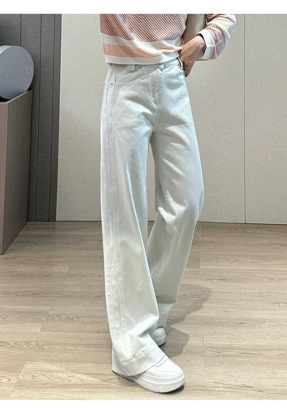 靓小靓新晋裤王/宽边直筒窄阔腿裤/长短版双侧缝四面弹浅春牛仔裤|undefined