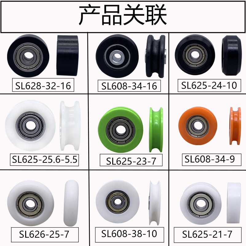 プラスチックコーティングベアリング、ドア・窓用軌道ベアリングホイール、引き戸U字溝射出成形ローラー、625ベアリングナイロンコーティング滑車|undefined