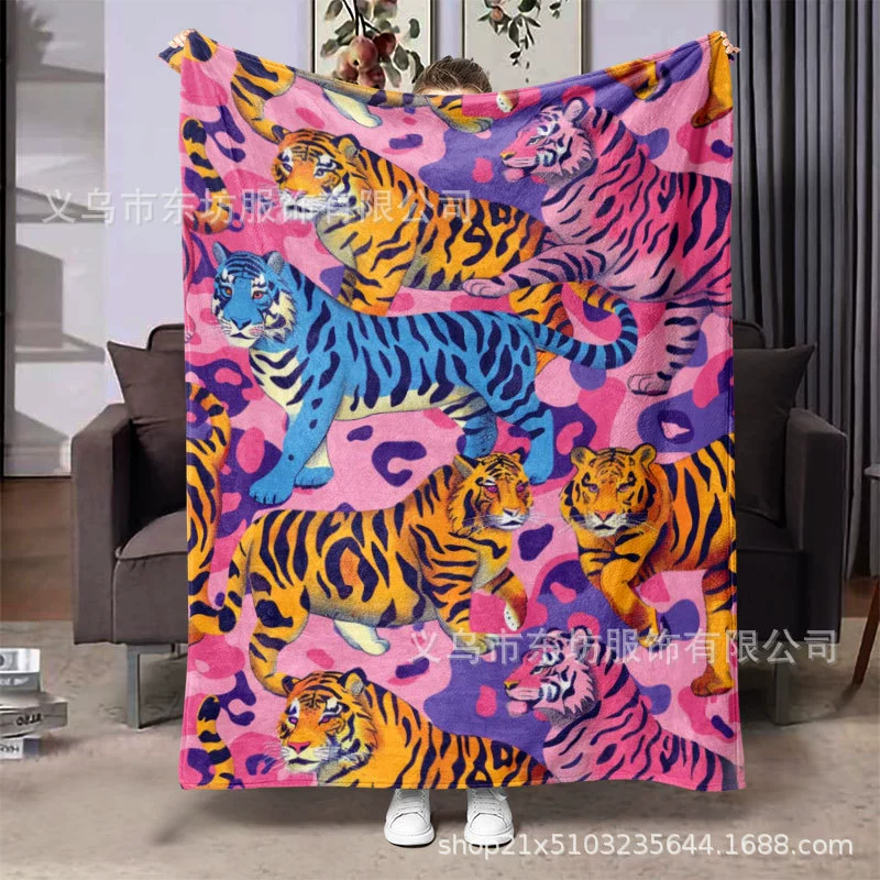 Цветной креативный леопардовый тигр теплый мягкий одеяло универсальное четыре сезона