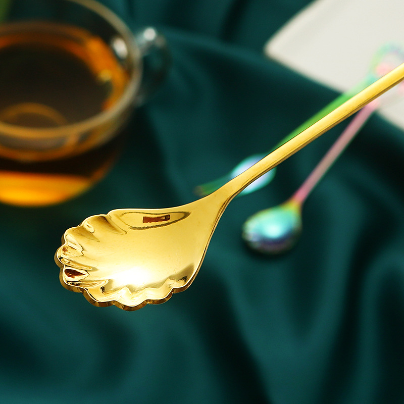 304 cuchara de cáscara de acero inoxidable creativo lindo café Mezcla cuchara pastel postre cuchara tenedor fruta regalo de la mano