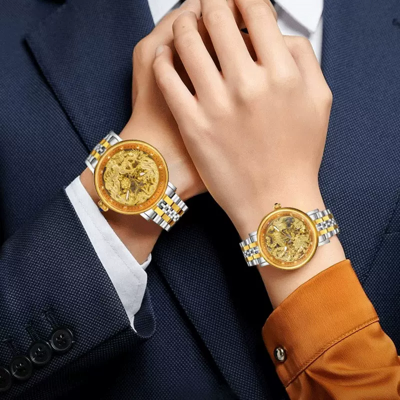 龙凤情侣手表机械表龙年限定手表新款名牌进口凤凰女表夜光情侣表