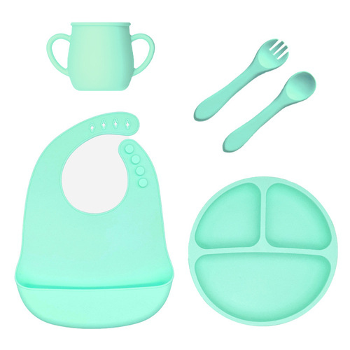 New hot-selling children's dinner plate integrated suction cup children's compartmentalized bowl baby eating bowl silicone baby dinner plate