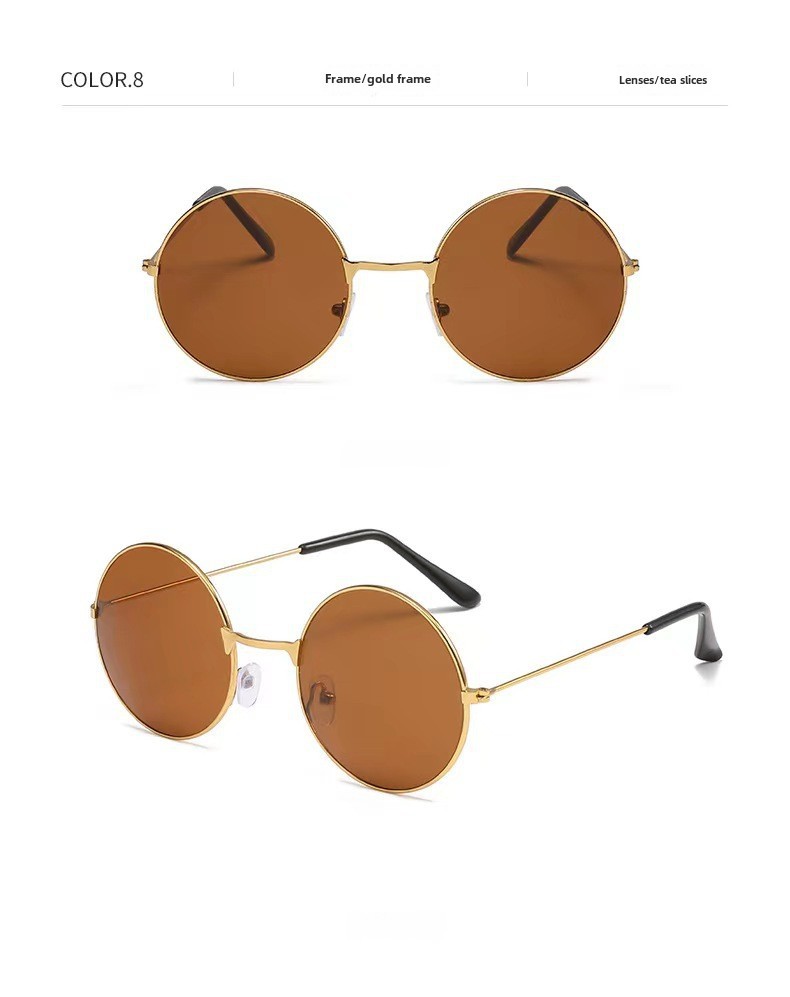 Retro Runde Metall Sonnenbrille Sonnenbrille Neue Unisex Flache Brille Farbe Marine Brille Großhandel_voghion.com