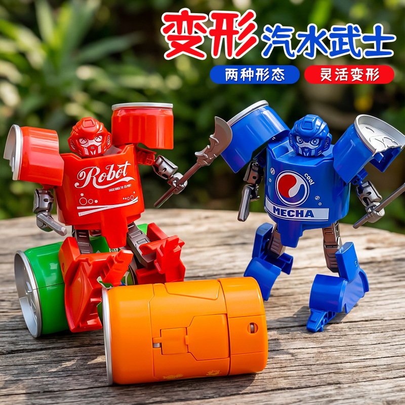 Cross-Border Transforming Mecha Soda Warrior Two Forms Boy Educational Toy Can-Shaped Cola Transforming Robot