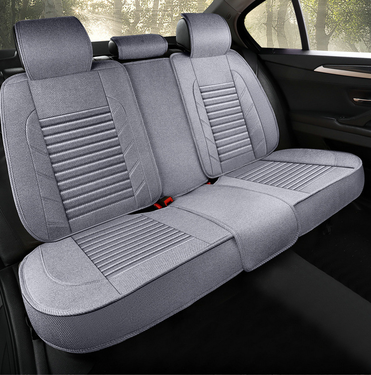 Car Seat Cushion Cover, Linen Full Surround Fabric Seat Cover, Universal for All Seasons, Summer Seat Cushion