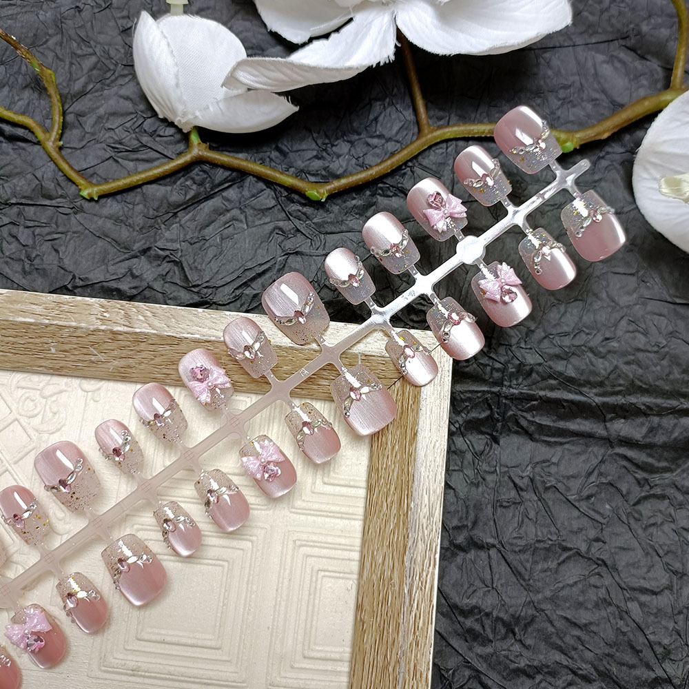 30 piezas de tiras de tamaño de venta caliente de armadura portátil estilo explosivo con incrustaciones de diamantes parche de uñas ojo de gato arco simple armadura prefabricada image 1