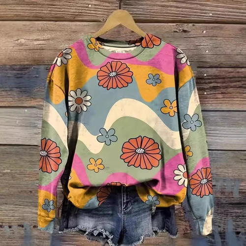 New cross-border plus-size Christmas-themed crewneck sweatshirt with 3D digital print—European and American style.