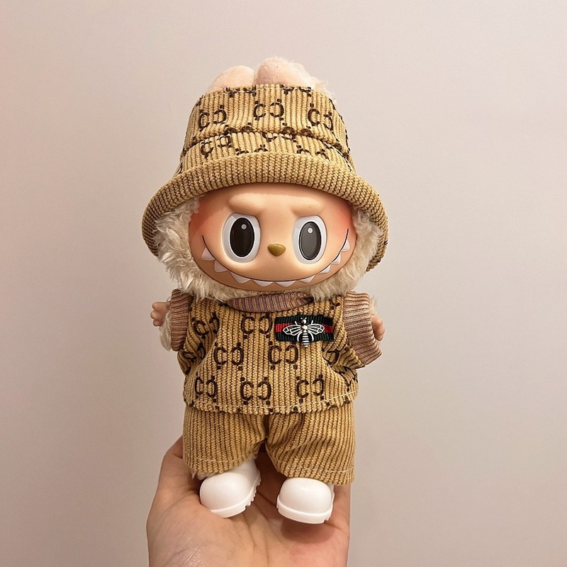 labubu娃衣摆件拉布布17cm公仔玩偶换装休闲套装裙子毛绒玩具衣服|undefined