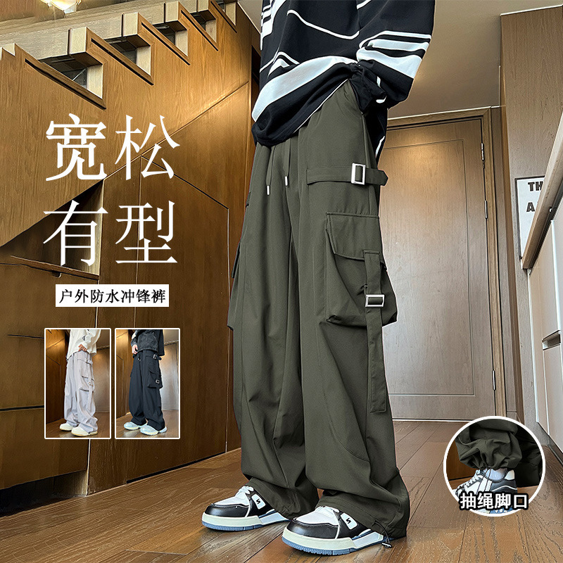 Trendy Brand Pants Men's New in Hong Kong Style All-match Loose Straight Juniors Heavy Industry Workwear Casual Pants for Men and Women