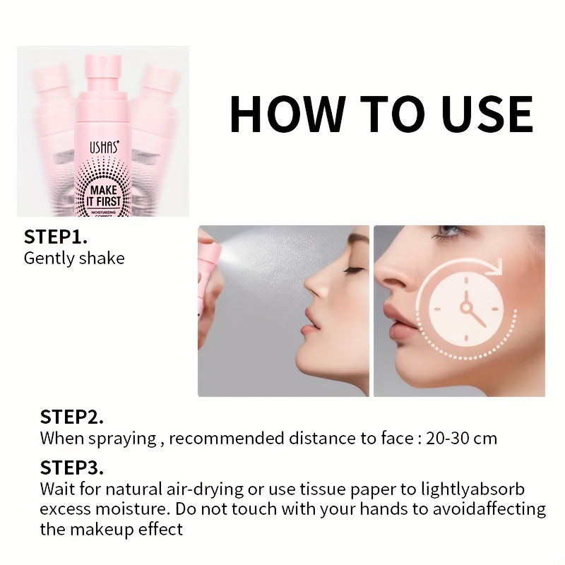 USHAS Προ-σπρέι για ζεστό μακιγιάζ με έλεγχο λιπαρότητας, ενυδατική λοσιόν μακιγιάζ_voghion.com