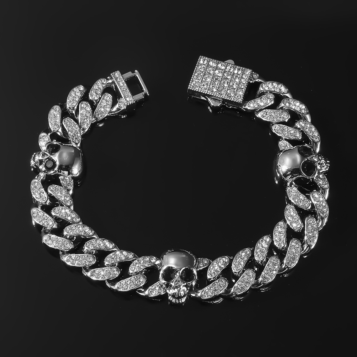 Hip-Hop Punk Skull Alloy Rhinestones Men's Bracelets Necklace display picture 13