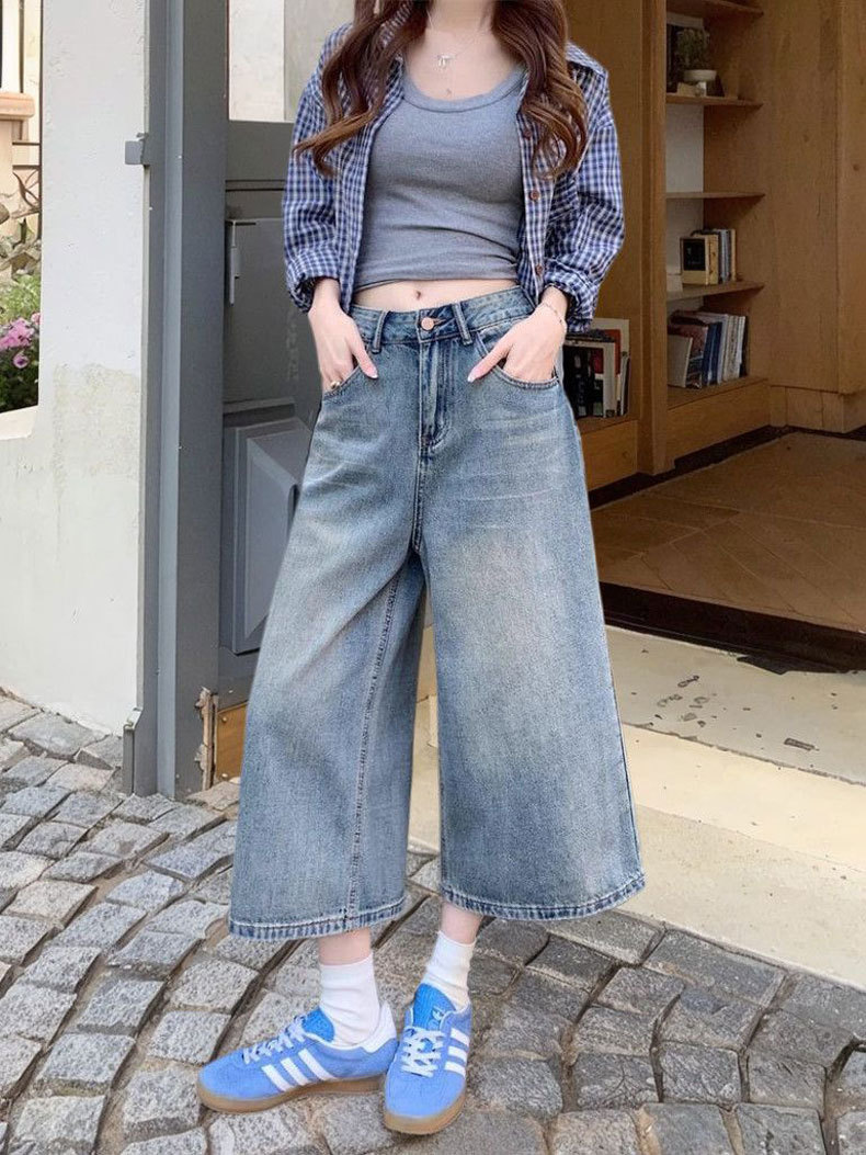 Jean large taille haute pour femme coupe ample style décontracté_voghion.com