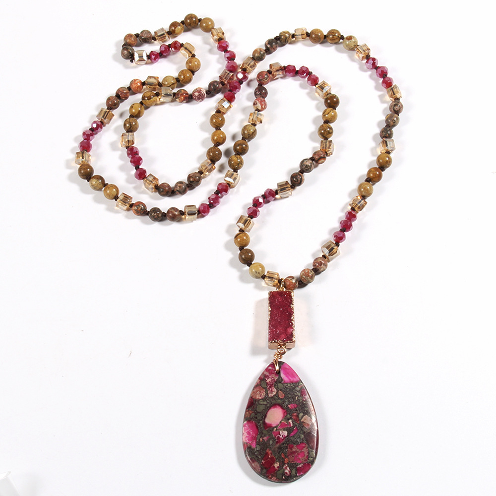 75g Weight Semi-precious stone, Natural Stone Pendant Material Sweater Chain Classification Semi-precious stone, Natural Stone Chain Material 1 Piece Quantity Daily Occasion Semi-precious stone, natural stone Material Water Droplets Pattern Unisex Gender Beaded Design Bohemian Style Bohemian Water Droplets Semi-precious Stone Natural Stone Sweater Chain In Bulk Natural Stone Necklace 4