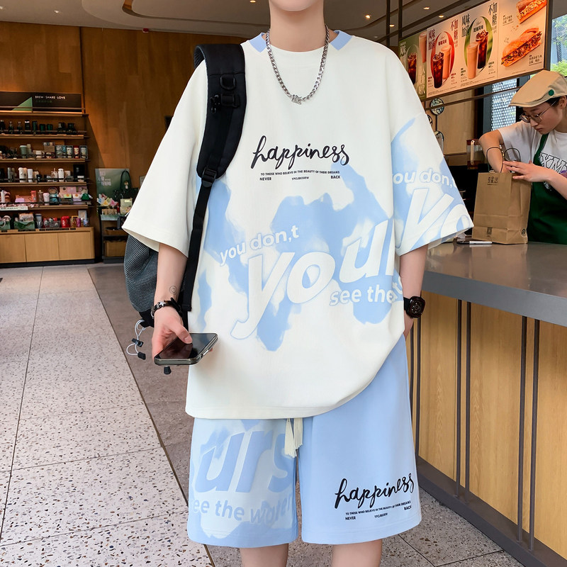 Youth Short-Sleeved T-Shirt Set for Men, Loose Fit, New Summer Style, Plus-Size Men's Clothing, Cool and Stylish Outfit Set Youth Short-Sleeved T-Shirt Set for Men, Loose Fit, New Summer Style, Plus-Size Men's Clothing, Cool and Stylish Outfit Set