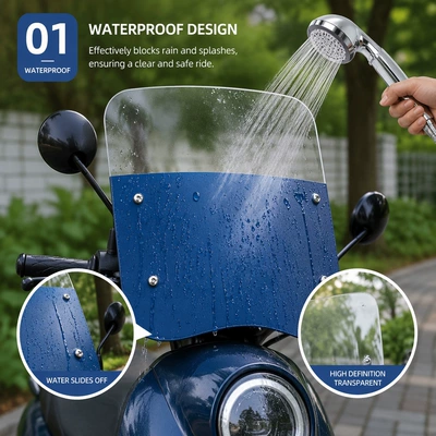 High-definition transparent electric vehicle front windshield, summer heat-insulating windscreen for electric scooters, waterproof shield for commuting and riding