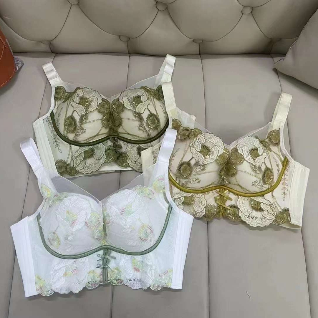 004 # línea de teatro de alta calidad sujetador de moda de encaje jacquard transpirable ajustable confortable cuatro botones de pecho lateral