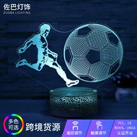 3D LED настольная лампа (Zuoba), футбольная акриловая панель, сенсорная/пульт дистанционного, многоцветные основания серии ZB‑