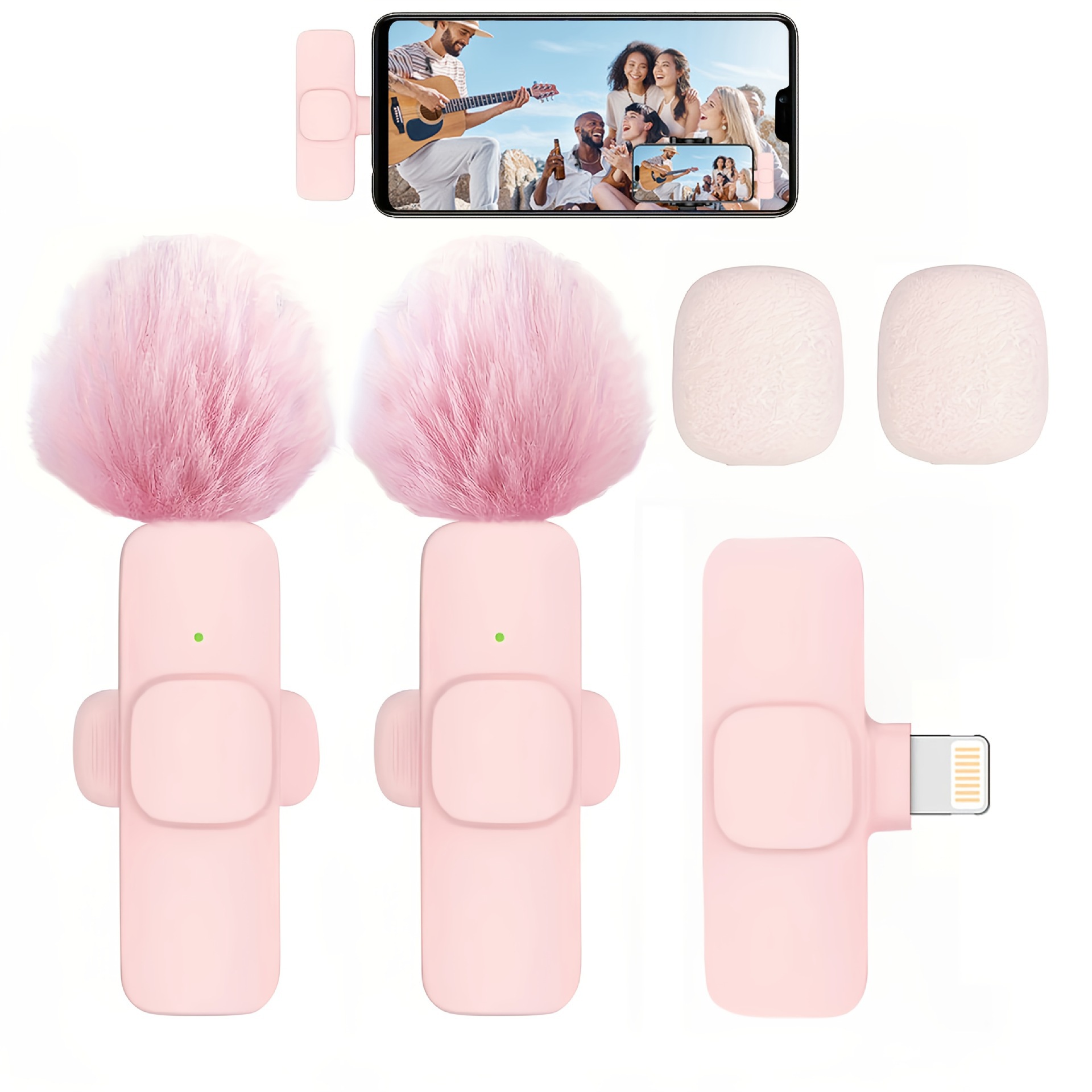 Pink K1 micrófono inalámbrico K9 un remolque de segundo teléfono móvil transmisión en vivo al aire libre grabación de micrófono de radio reducción de ruido micrófono pequeño