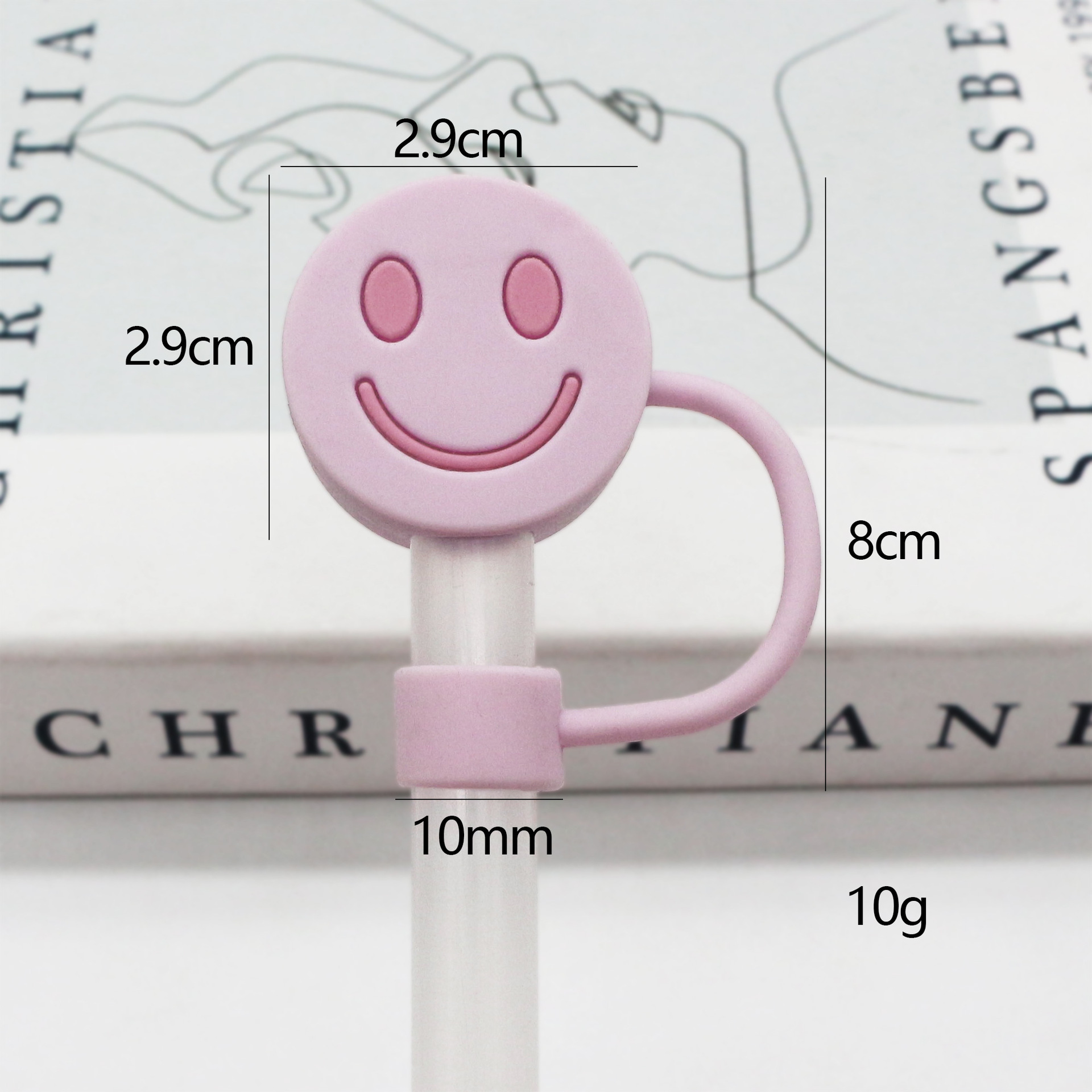 Tapón para pajita de 10 mm más vendido en Amazon, cubierta de silicona de grado alimenticio para pajita, tapón para pajita con diseño de dibujos animados en 3D, stock disponible del fabricante.