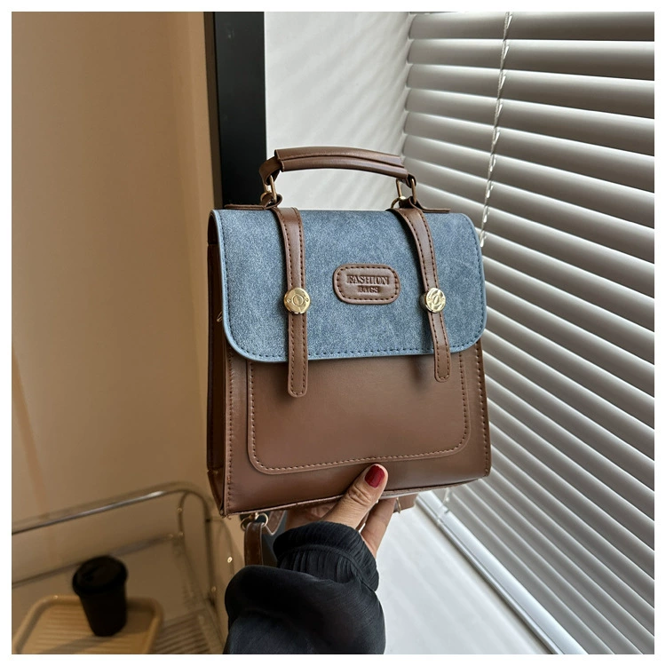 Retro Handheld Backpack — Compact Shoulder Travel Bag, 17.4×14.8×17.6 cm, Lightweight