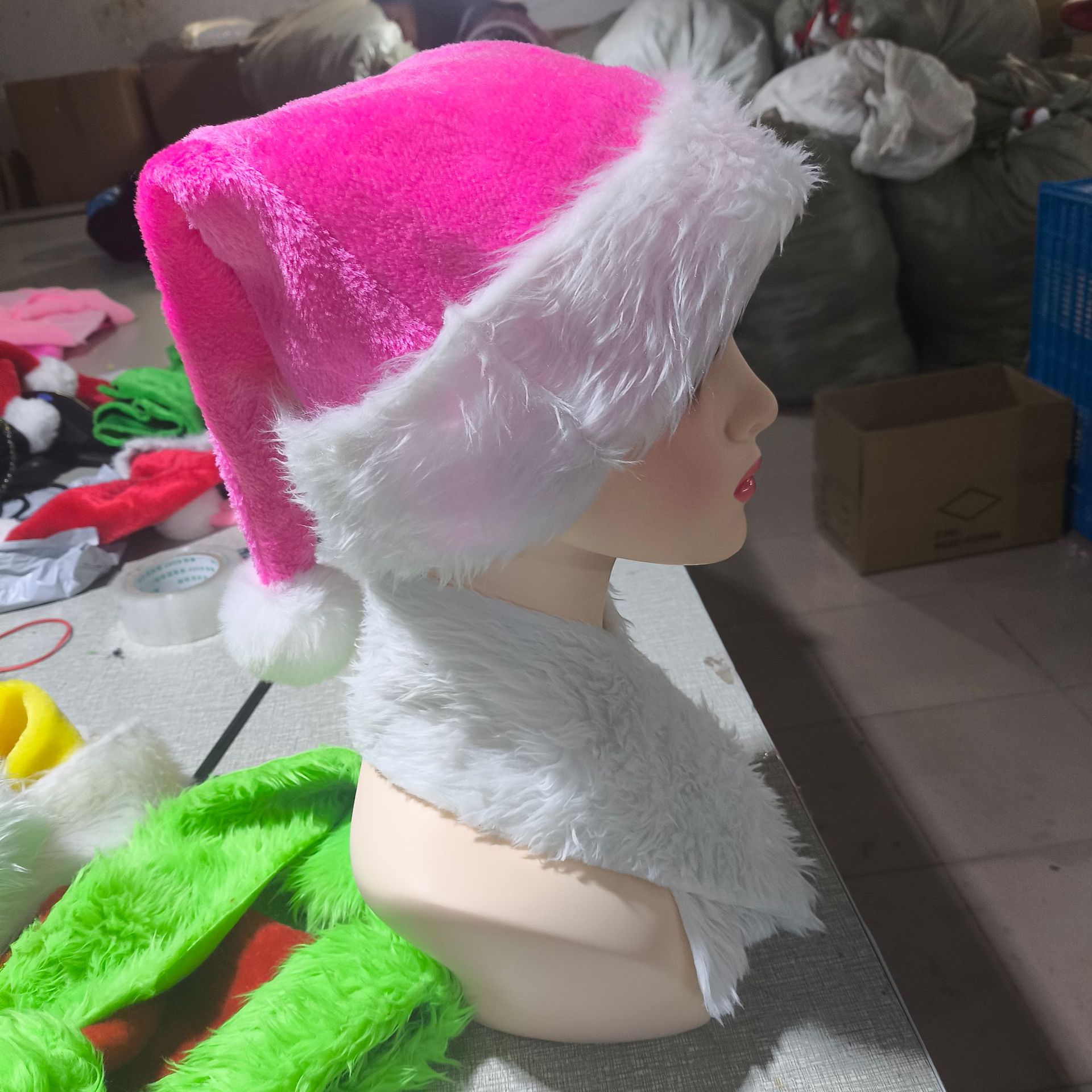 Sombreros de Navidad de origen fabricantes rojos y verdes para adultos y niños para aumentar el grosor largo y corto sombrero de Navidad de peluche image 24