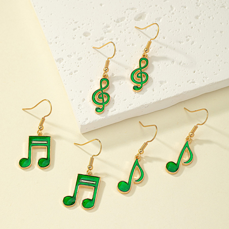 1 Set Simple Style Notes Enamel Alloy Drop Earrings display picture 7