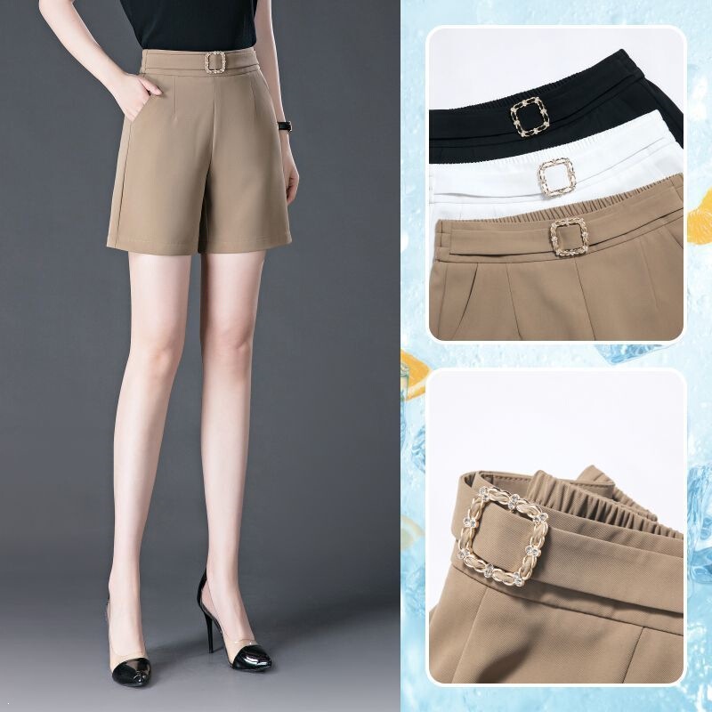 Trendy Women's Suit Shorts 2026 Summer New High-Waisted Drapey Thin Casual Wide-Leg Pants for Moms