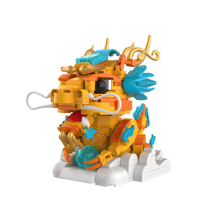JAKI JIAQI 20236 NATIONAL TIDE SERIES BUILDING BLOCKS LION DASH 조립 완구 산 및 해상 신화 선물 상자 새해 선물