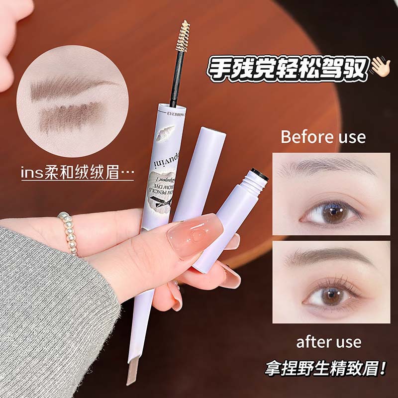 CAPPUVINI multiuso ceja pincel tinta ceja dos cabezas 2 en uno maquillaje natural ceja pincel gripe maquillaje transfronterizo image 3