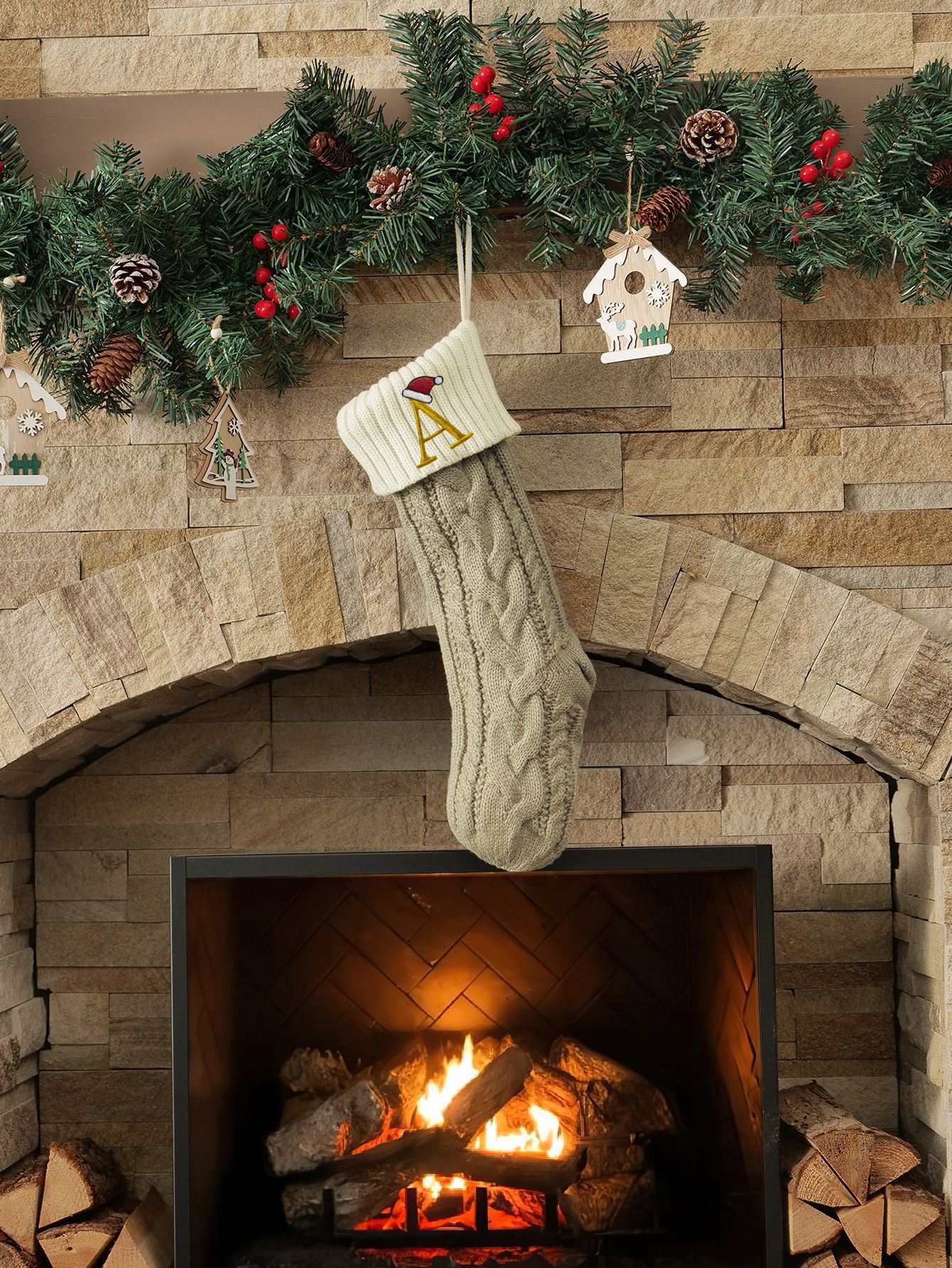 Amazon Europa y los Estados Unidos medias de Navidad personalizadas bordadas calcetines de letras de punto medias de regalo de Navidad colgantes fabricantes image 46