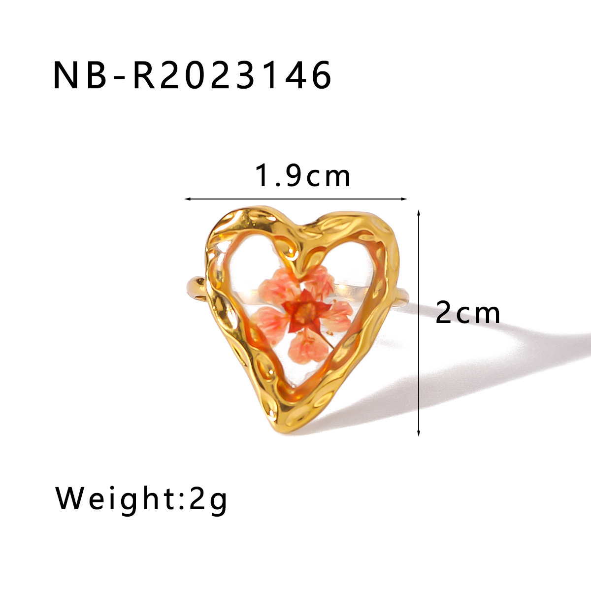 Open Rings Classification 1 Piece Quantity Wholesale Jewelry Elegant Heart Shape Flower Titanium Steel Asymmetrical Plating Open Rings