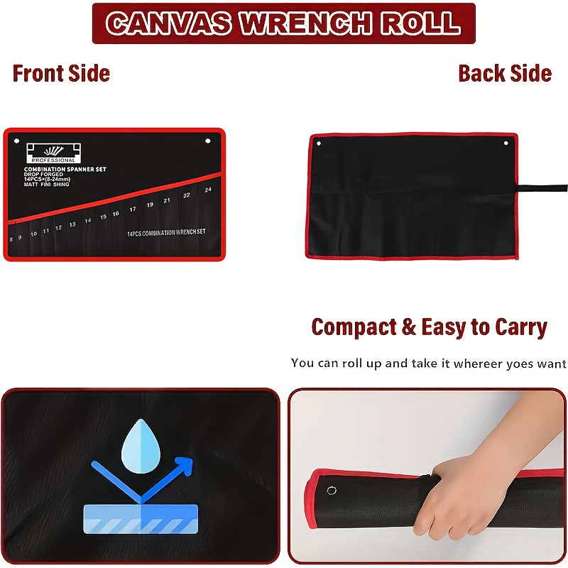 14 bolsillos para herramientas de llave de doble cabeza| Kit de almacenamiento de herramientas de hardware Soporte de etiquetado