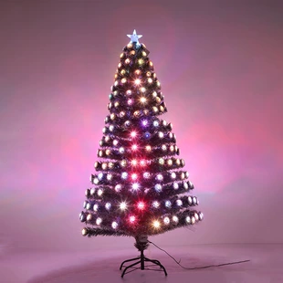 Светящаяся ёлка из оптоволокна с разноцветной LED-подсветкой и звездой