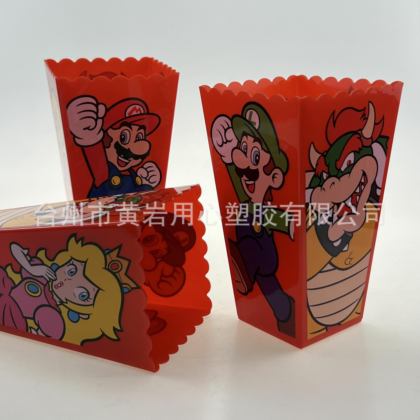 800ml 一次性塑料爆米花桶可印刷四面logo彩印薯角薯条桶零食桶